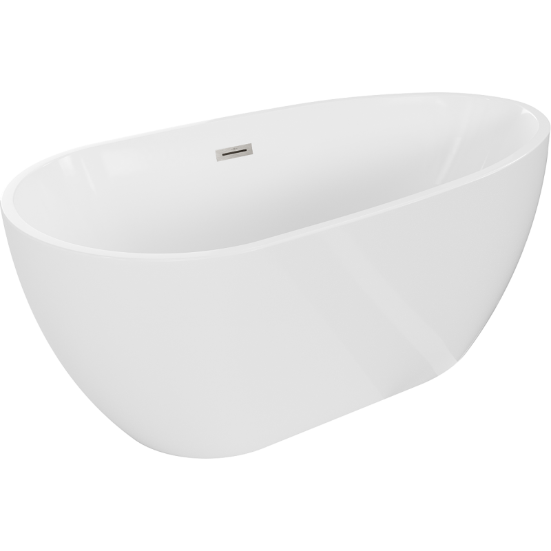 Mexen Eos freistehende Wanne 170 x 75 cm, weiß, Überlauf gebürsteter Nickel - 52471707500-97