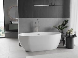 Mexen Eos freistehende Wanne 170 x 75 cm, weiß, Überlauf gebürsteter Nickel - 52471707500-97