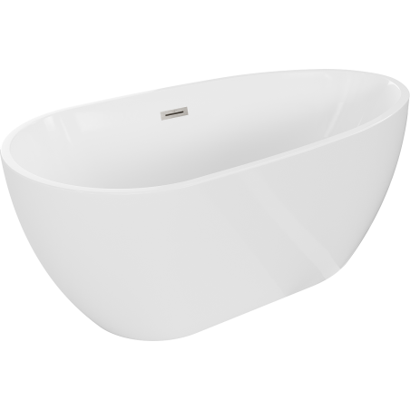 Mexen Eos freistehende Badewanne 150 x 75 cm, weiß, Überlauf gebürstetes Nickel - 52471507500-97