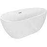 Mexen Eos freistehende Badewanne 150 x 75 cm, weiß, Überlauf gebürstetes Nickel - 52471507500-97