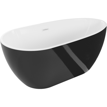 Mexen Eos freistehende Badewanne 150 x 75 cm, weiß/schwarz, Überlauf weiß - 52471507575-20