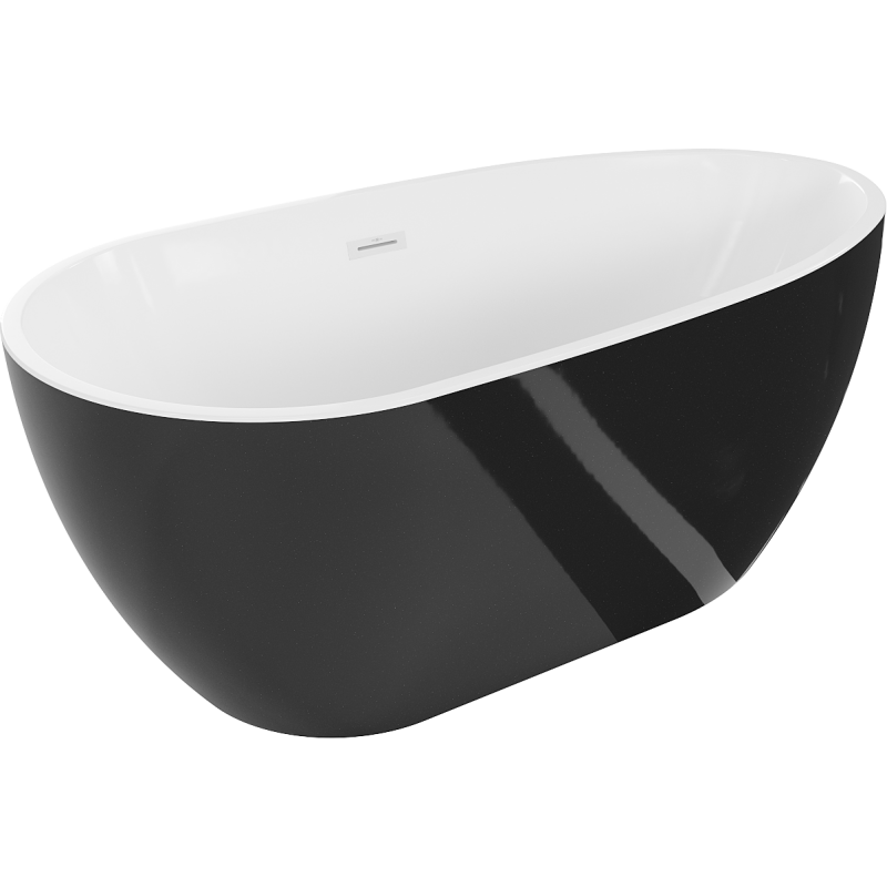 Mexen Eos freistehende Badewanne 170 x 75 cm, weiß/schwarz, Überlauf weiß - 52471707575-20