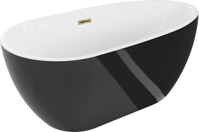 Mexen Eos freistehende Badewanne 170 x 75 cm, weiß/schwarz, Überlauf gold - 52471707575-50