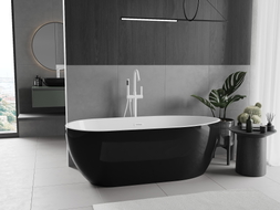 Mexen Eos freistehende Badewanne 170 x 75 cm, weiß/schwarz, Überlauf weiß - 52471707575-20
