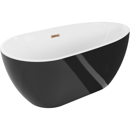 Mexen Eos freistehende Badewanne 150 x 75 cm, weiß/schwarz, Überlauf roségold - 52471507575-60
