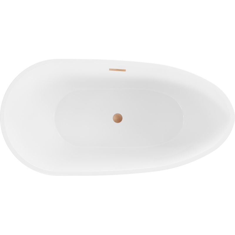 Mexen Eos freistehende Badewanne 150 x 75 cm, weiß/schwarz, Überlauf gebürstetes Kupfer - 52471507575-65