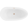 Mexen Eos freistehende Badewanne 150 x 75 cm, weiß/schwarz, Überlauf gebürstetes Kupfer - 52471507575-65