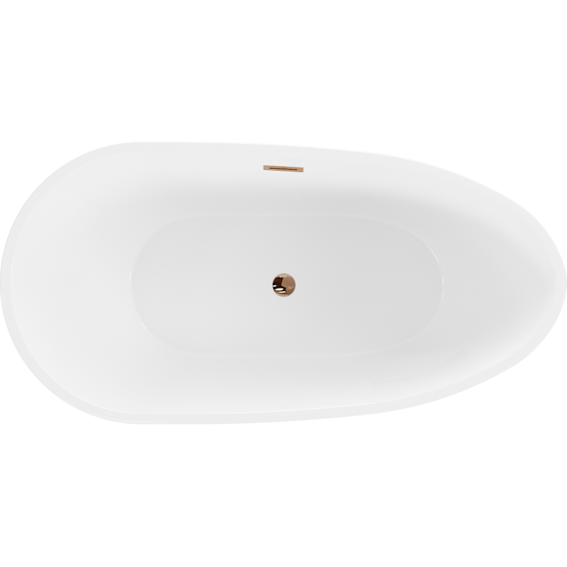 Mexen Eos freistehende Badewanne 170 x 75 cm, weiß/schwarz, Überlauf Roségold - 52471707575-60
