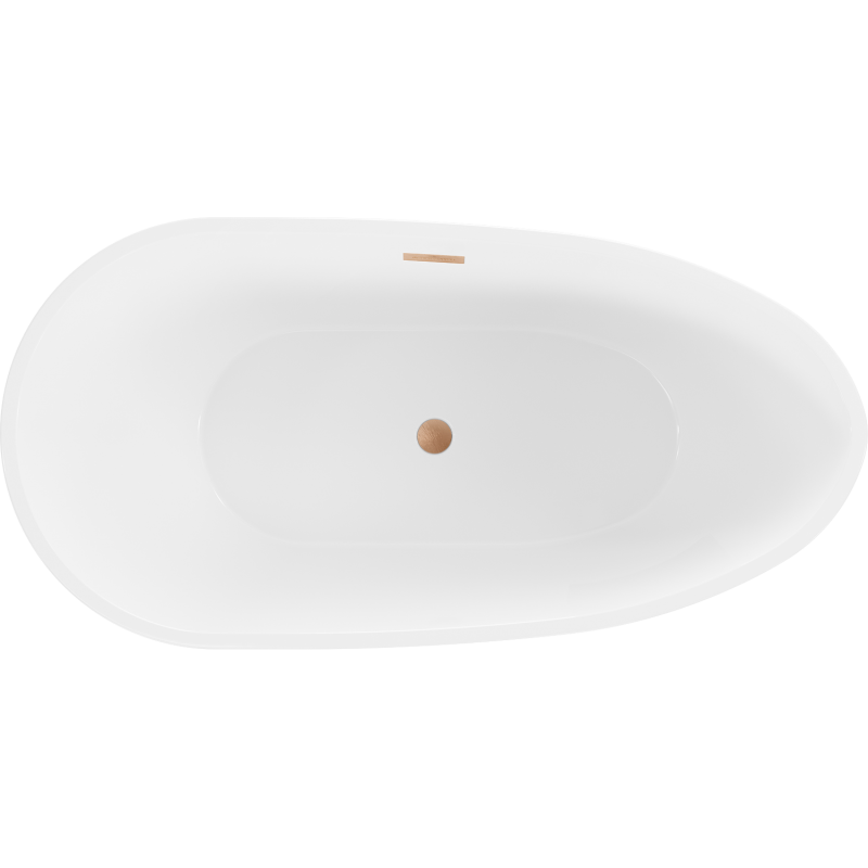 Mexen Eos freistehende Badewanne 170 x 75 cm, weiß/schwarz, Überlauf gebürstetes Kupfer - 52471707575-65