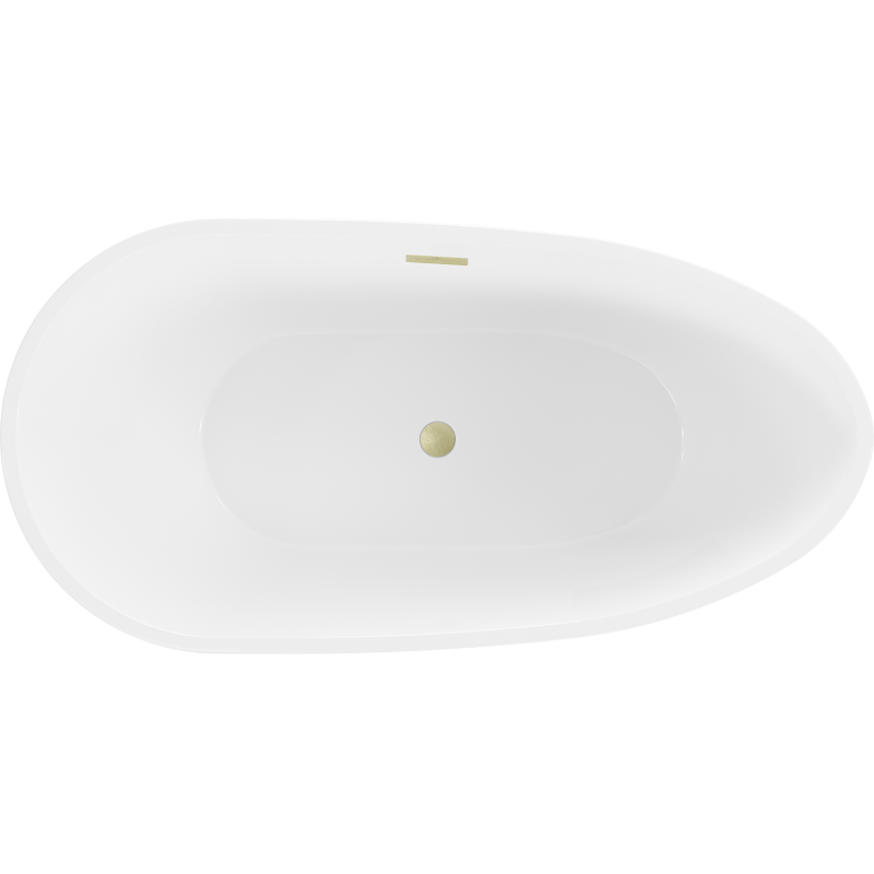 Mexen Eos freistehende Badewanne 170 x 75 cm, weiß/schwarz, Überlauf gebürstetes Gold - 52471707575-55