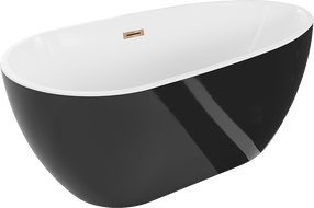 Mexen Eos freistehende Badewanne 170 x 75 cm, weiß/schwarz, Überlauf Roségold - 52471707575-60