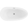 Mexen Eos freistehende Badewanne 150 x 75 cm, weiß/schwarz, Überlauf gun gray gebürstet - 52471507575-66