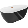 Mexen Eos freistehende Badewanne 150 x 75 cm, weiß/schwarz, Überlauf gebürstetes Kupfer - 52471507575-65