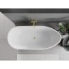 Mexen Eos freistehende Badewanne 150 x 75 cm, weiß/schwarz, Überlauf gebürstet gold - 52471507575-55