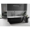 Mexen Eos freistehende Badewanne 150 x 75 cm, weiß/schwarz, Überlauf gun gray gebürstet - 52471507575-66