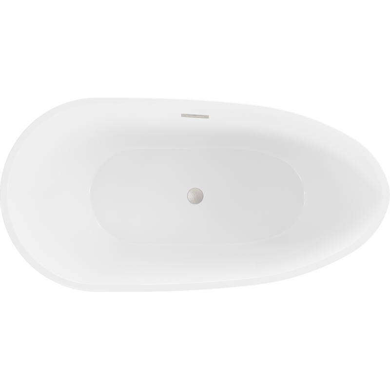 Mexen Eos freistehende Badewanne 170 x 75 cm, weiß/schwarz, Überlauf gebürsteter Nickel - 52471707575-97