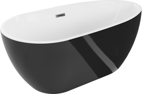 Mexen Eos freistehende Badewanne 170 x 75 cm, weiß/schwarz, Überlauf Gun Metal - 52471707575-95