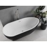 Mexen Eos freistehende Badewanne 150 x 75 cm, weiß/schwarz, Überlauf gebürsteter Nickel - 52471507575-97