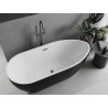 Mexen Eos freistehende Badewanne 170 x 75 cm, weiß/schwarz, Überlauf gun gray gebürstet - 52471707575-66