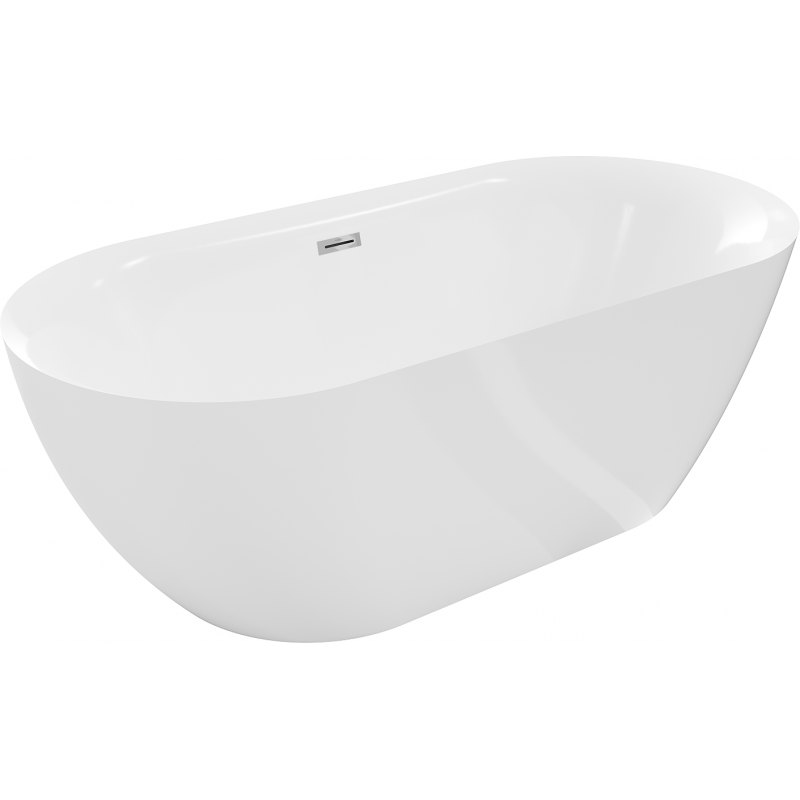 Mexen Roxy freistehende Badewanne 170 x 80 cm, weiß, Überlauf chrom - 51201708000-01