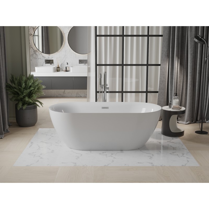 Mexen Roxy freistehende Badewanne 170 x 80 cm, weiß, Überlauf chrom - 51201708000-01