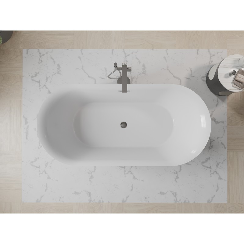 Mexen Roxy freistehende Badewanne 170 x 80 cm, weiß, Überlauf chrom - 51201708000-01