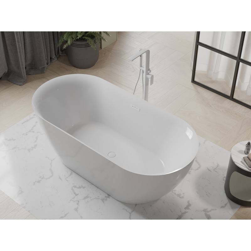 Mexen Roxy freistehende Badewanne 170 x 80 cm, weiß, Überlauf weiß - 51201708000-20
