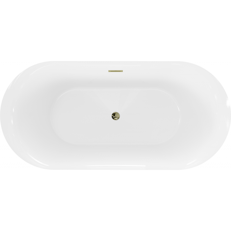 Mexen Roxy freistehende Wanne 170 x 80 cm, weiß, Überlauf gold - 51201708000-50