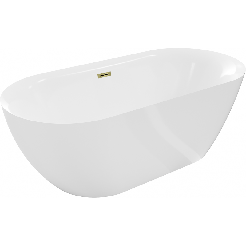 Mexen Roxy freistehende Wanne 170 x 80 cm, weiß, Überlauf gold - 51201708000-50