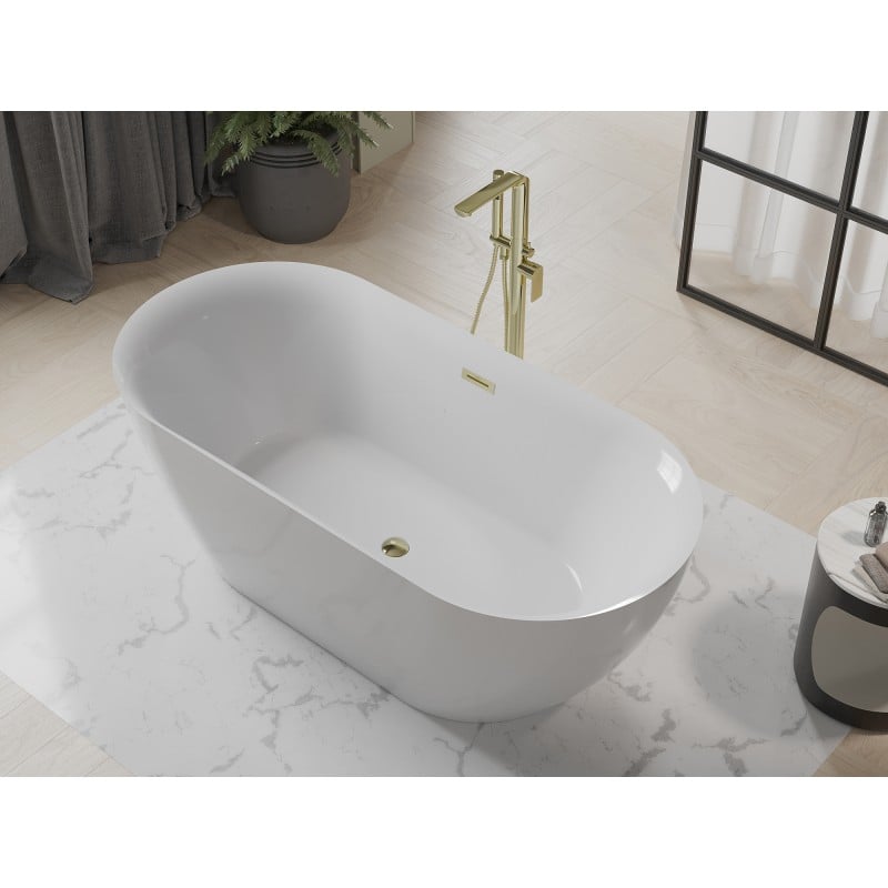 Mexen Roxy freistehende Wanne 170 x 80 cm, weiß, Überlauf gold - 51201708000-50