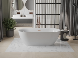 Mexen Roxy freistehende Badewanne 170 x 80 cm, weiß, Überlauf Roségold - 51201708000-60