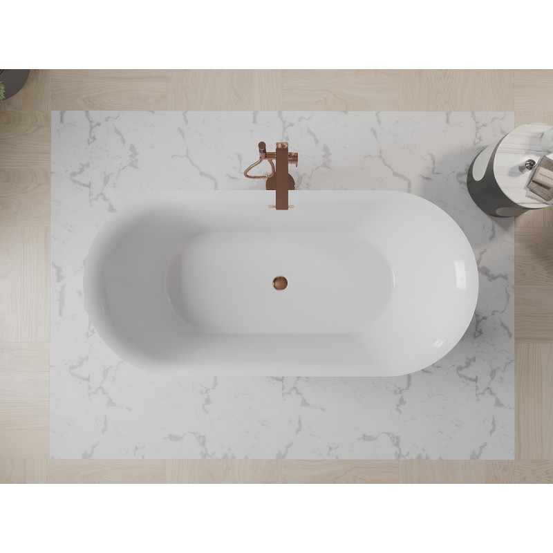 Mexen Roxy freistehende Badewanne 170 x 80 cm, weiß, Überlauf Roségold - 51201708000-60