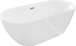 Mexen Roxy freistehende Badewanne 170 x 80 cm, weiß, Überlauf gebürstetes Kupfer - 51201708000-65