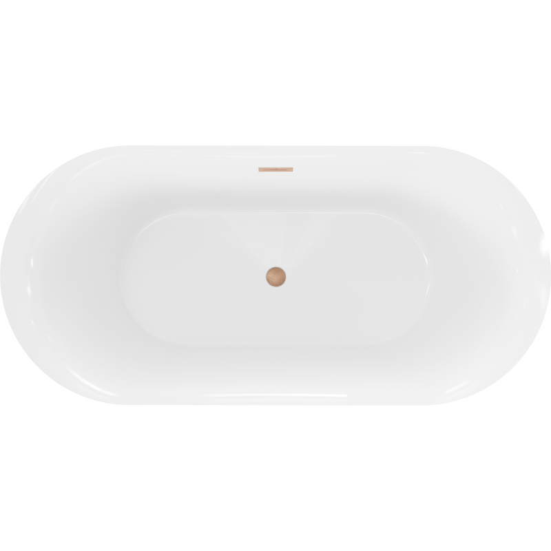 Mexen Roxy freistehende Badewanne 170 x 80 cm, weiß, Überlauf gebürstetes Kupfer - 51201708000-65