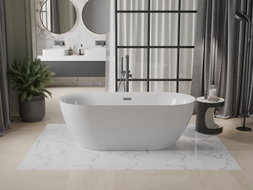 Mexen Roxy freistehende Badewanne 170 x 80 cm, weiß, Überlauf gun gray gebürstet - 51201708000-66