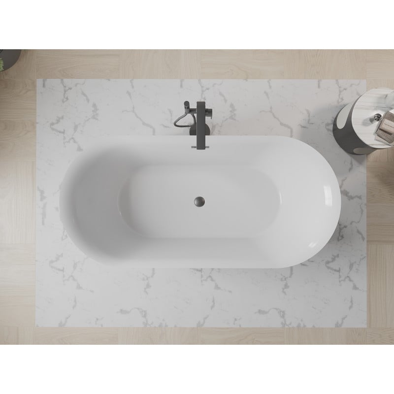 Mexen Roxy freistehende Badewanne 170 x 80 cm, weiß, Überlauf gun gray gebürstet - 51201708000-66