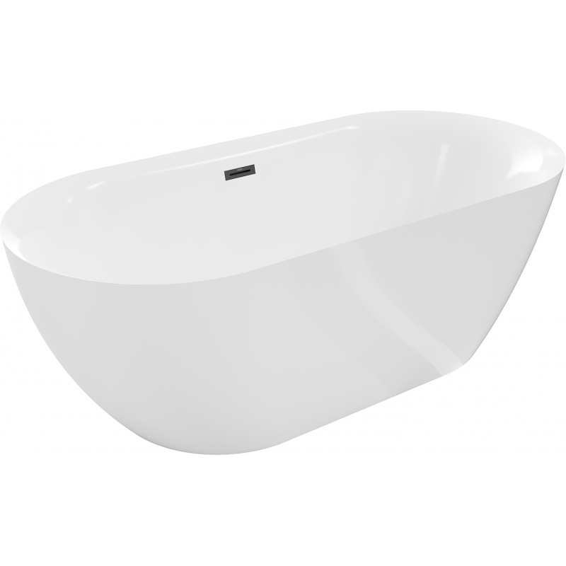 Mexen Roxy freistehende Badewanne 170 x 80 cm, weiß, schwarzer Überlauf - 51201708000-70