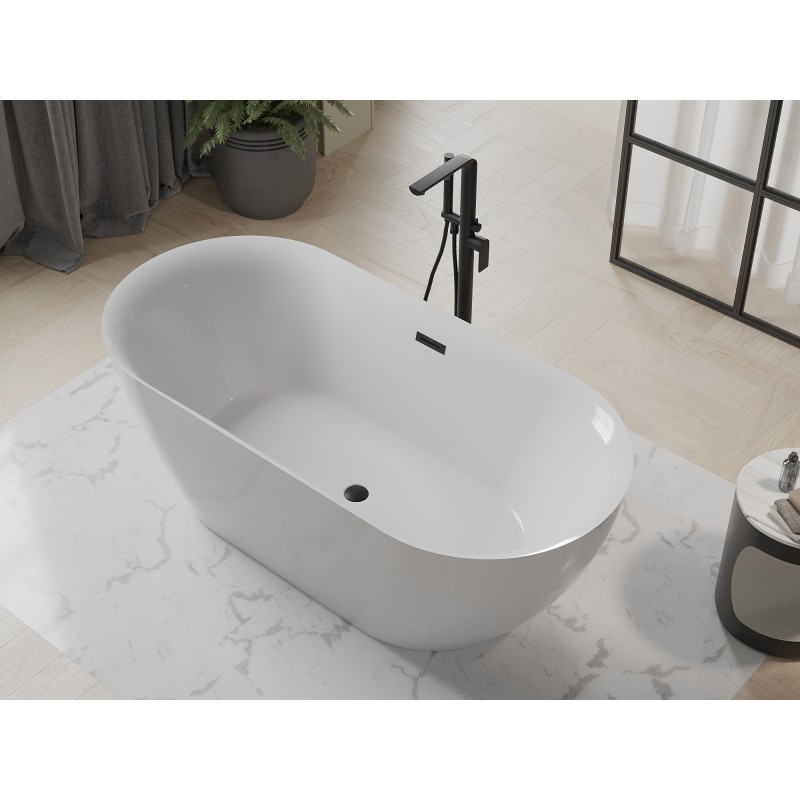 Mexen Roxy freistehende Badewanne 170 x 80 cm, weiß, schwarzer Überlauf - 51201708000-70