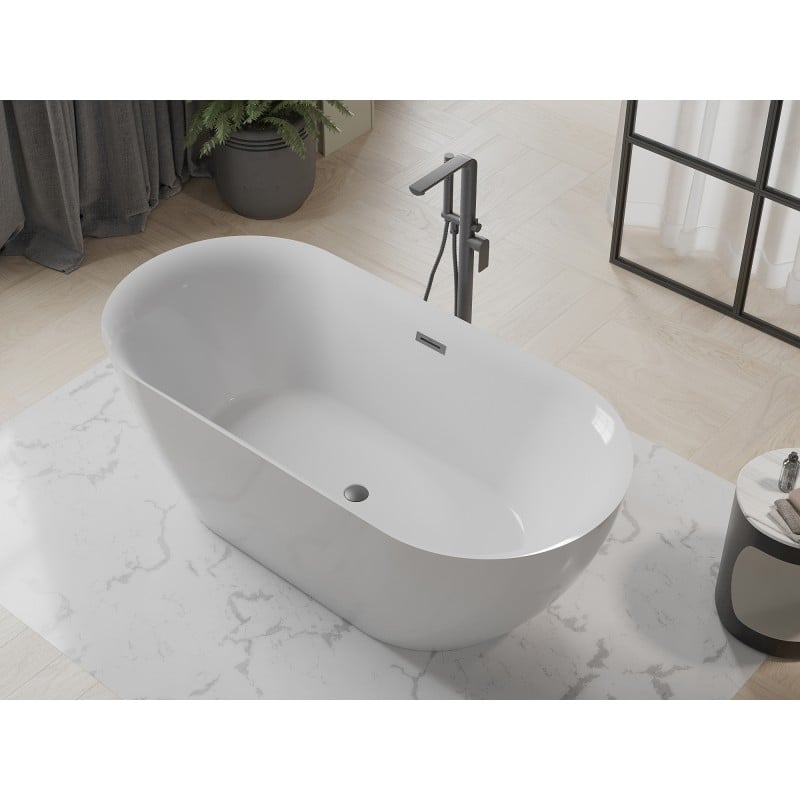 Mexen Roxy freistehende Badewanne 170 x 80 cm, weiß, Gun Metal Überlauf - 51201708000-95