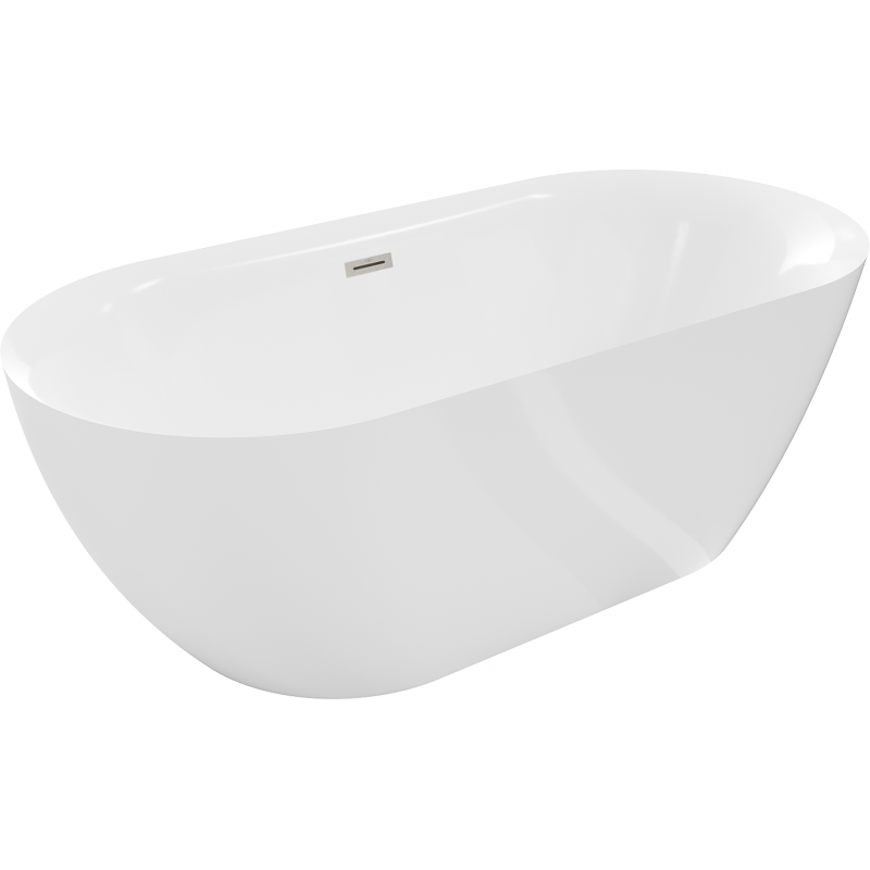 Mexen Roxy freistehende Badewanne 170 x 80 cm, weiß, Überlauf gebürstetes Nickel - 51201708000-97