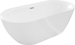 Mexen Roxy freistehende Badewanne 170 x 80 cm, weiß, Überlauf gebürstetes Nickel - 51201708000-97