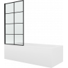 Mexen Vega Rechteckige Badewanne 180 x 80 cm mit Verkleidung und 1-flügeliger 80 cm Duschwand, schwarzes Muster