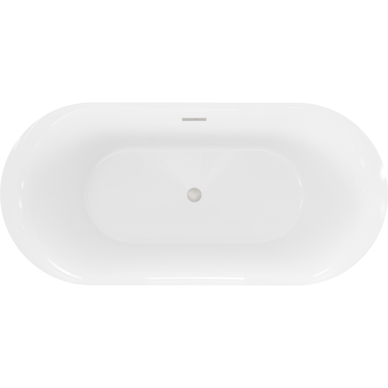 Mexen Roxy freistehende Badewanne 170 x 80 cm, weiß, Überlauf gebürstetes Nickel - 51201708000-97