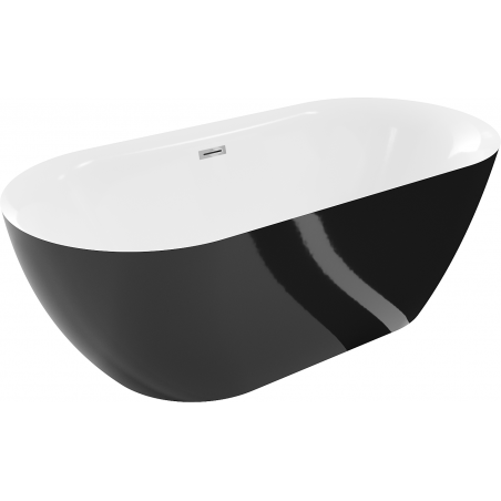 Mexen Roxy freistehende Badewanne 170 x 80 cm, weiß/schwarz, Überlauf Chrom - 51201708075-01