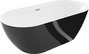 Mexen Roxy freistehende Badewanne 170 x 80 cm, weiß/schwarz, Überlauf Chrom - 51201708075-01