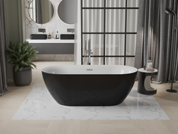 Mexen Roxy freistehende Badewanne 170 x 80 cm, weiß/schwarz, Überlauf Chrom - 51201708075-01