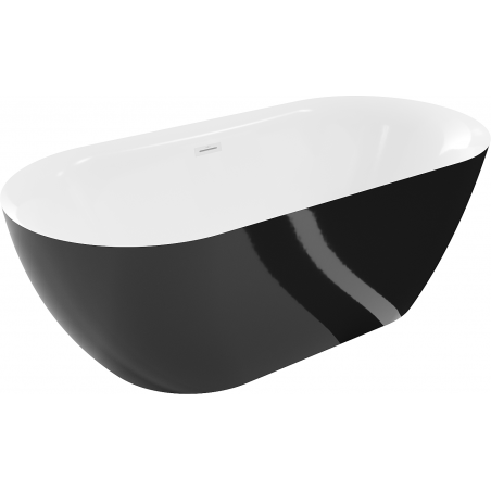 Mexen Roxy freistehende Badewanne 170 x 80 cm, weiß/schwarz, Überlauf weiß - 51201708075-20