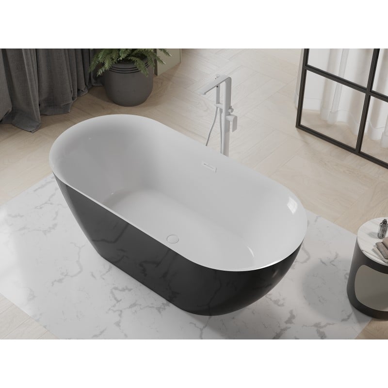 Mexen Roxy freistehende Badewanne 170 x 80 cm, weiß/schwarz, Überlauf weiß - 51201708075-20
