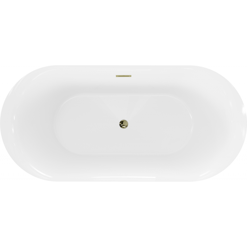 Mexen Roxy freistehende Badewanne 170 x 80 cm, weiß/schwarz, Überlauf gold - 51201708075-50