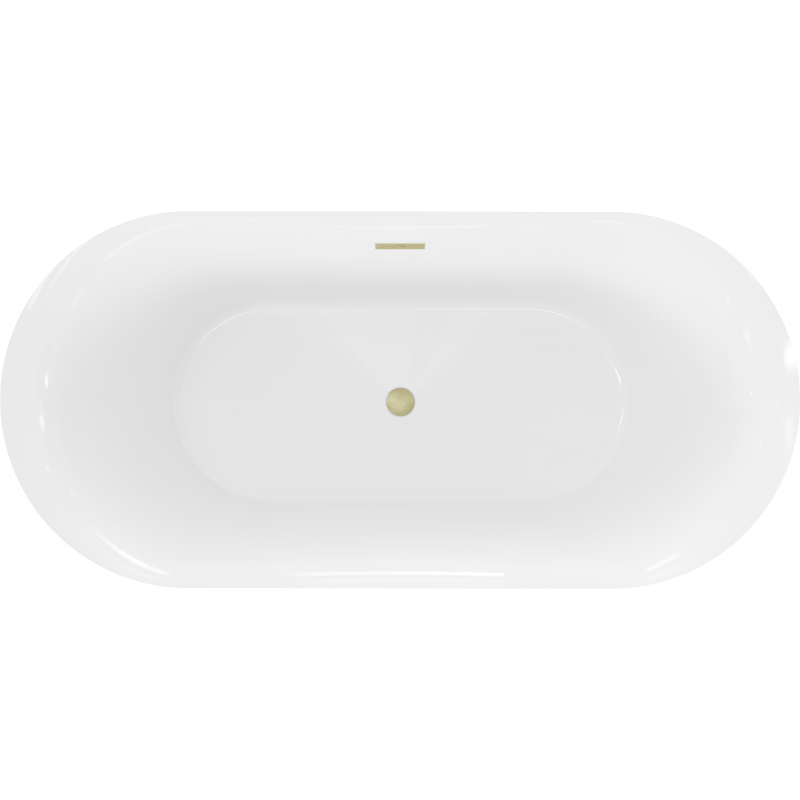 Mexen Roxy freistehende Badewanne 170 x 80 cm, weiß/schwarz, Überlauf in gebürstetem Gold - 51201708075-55
